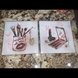 New Wall Decor Makeup Vanity Prints Wrapped Canvas Paintings Set Dior Channel